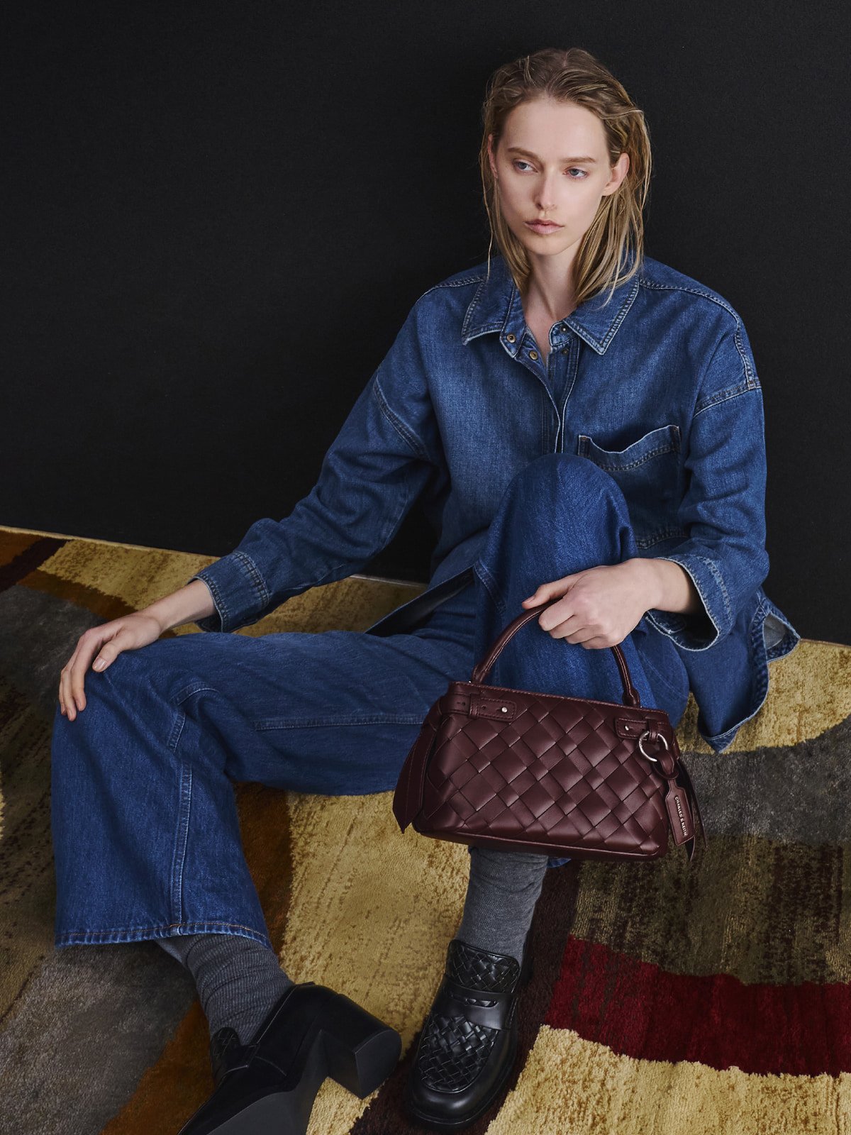 Wineberry Red Ivette Woven Crossbody Bag - CHARLES & KEITH