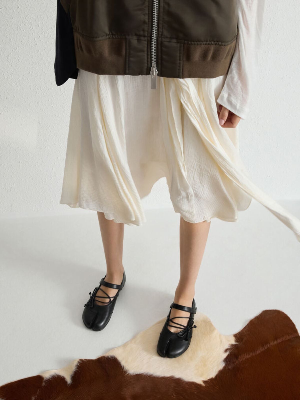 Black Aether Lace-Up Split-Toe Mary Jane Flats -  CHARLES & KEITH