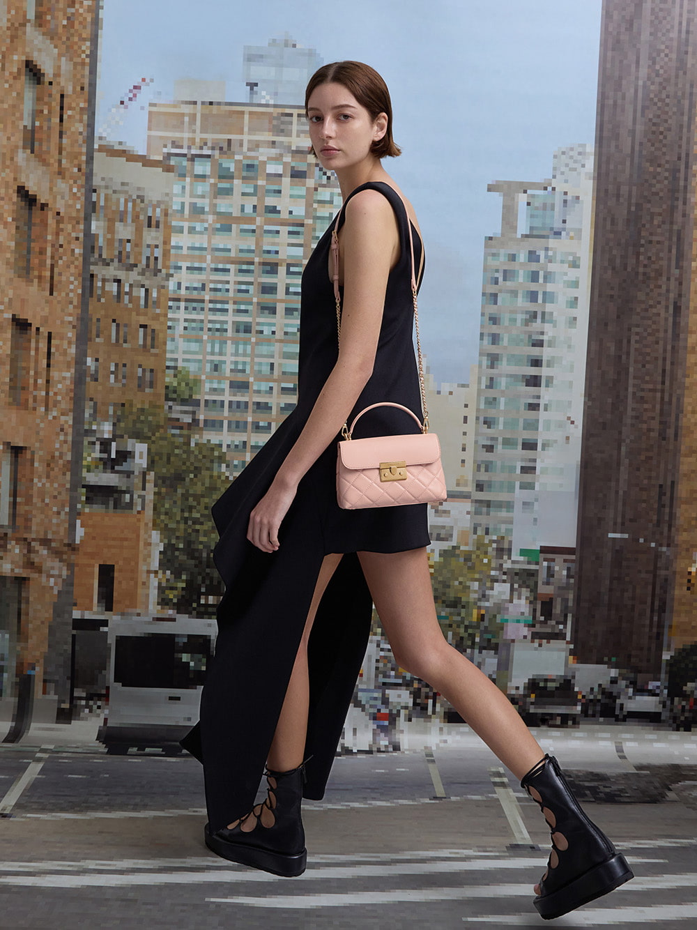 Women’s Alva quilted top handle bag in light pink - CHARLES & KEITH