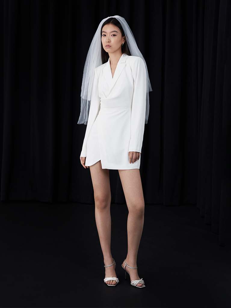 Leda Beaded Asymmetric Glittered Sandals - CHARLES & KEITH