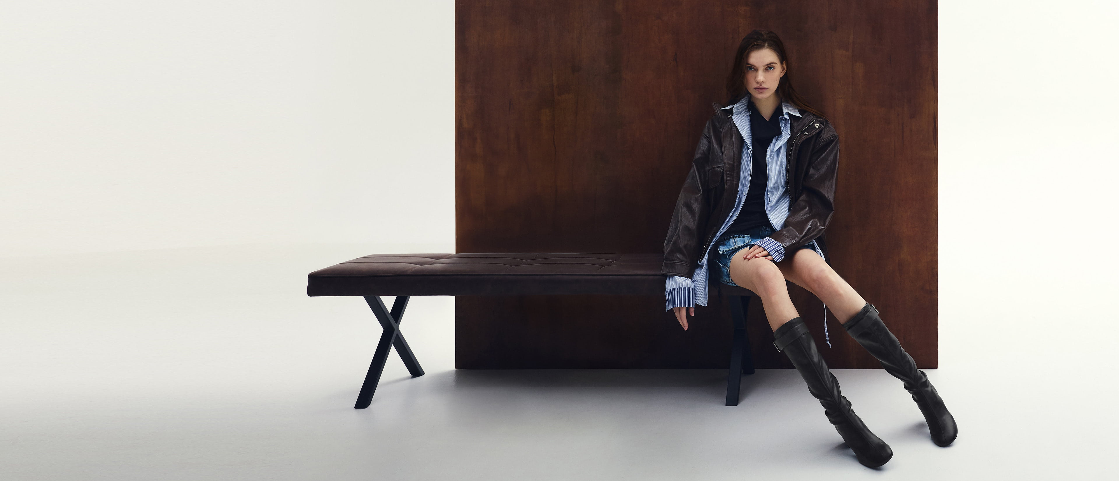 Women’s Gerry Buckled Block-Heel Knee-High Boots in black - CHARLES & KEITH