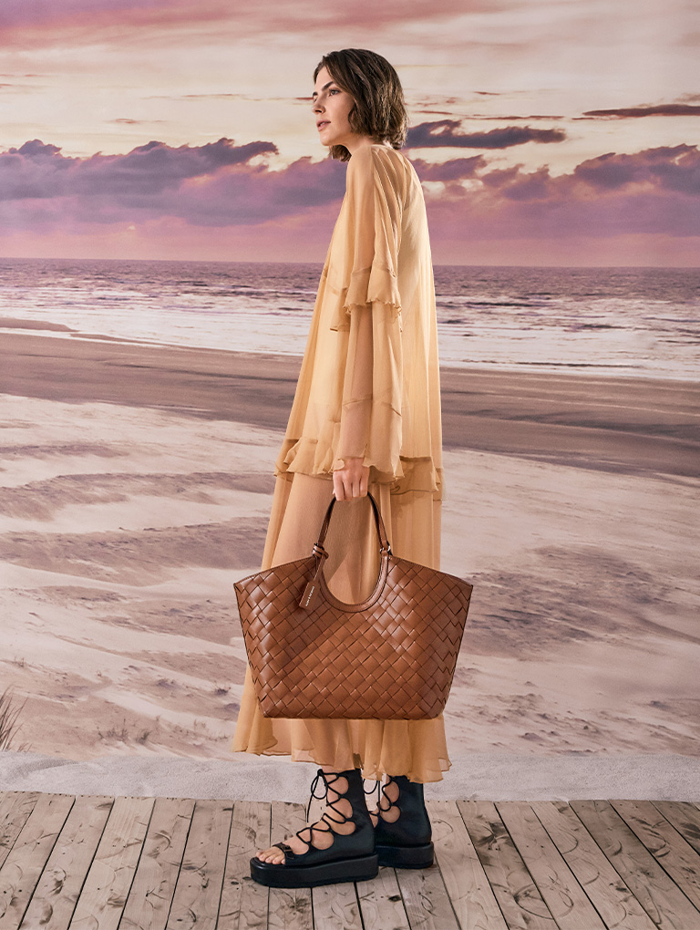 Women’s Ivette woven tote bag and gladiator lace-up platform sandals – CHARLES & KEITH
