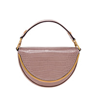 CROC-EFFECT TOP HANDLE SEMI-CIRCLE BAG