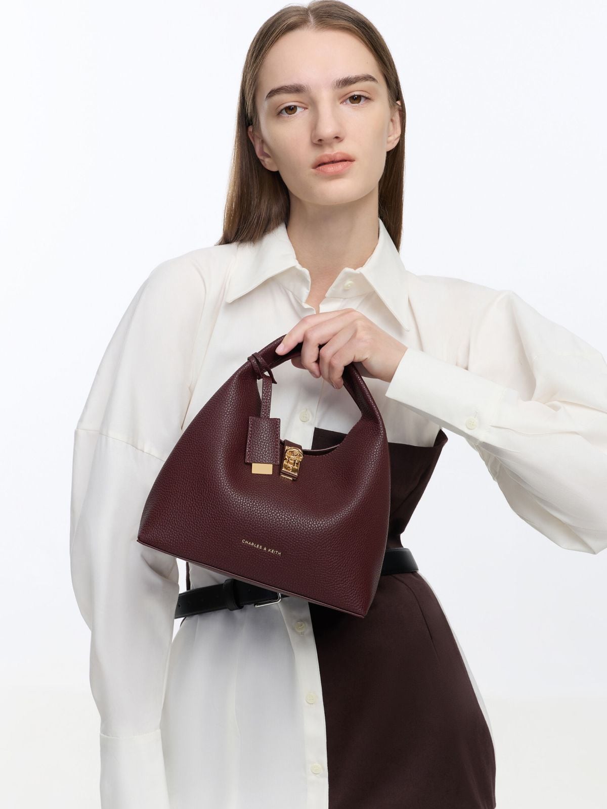 Brown Large Ginevra Tote Bag - CHARLES & KEITH