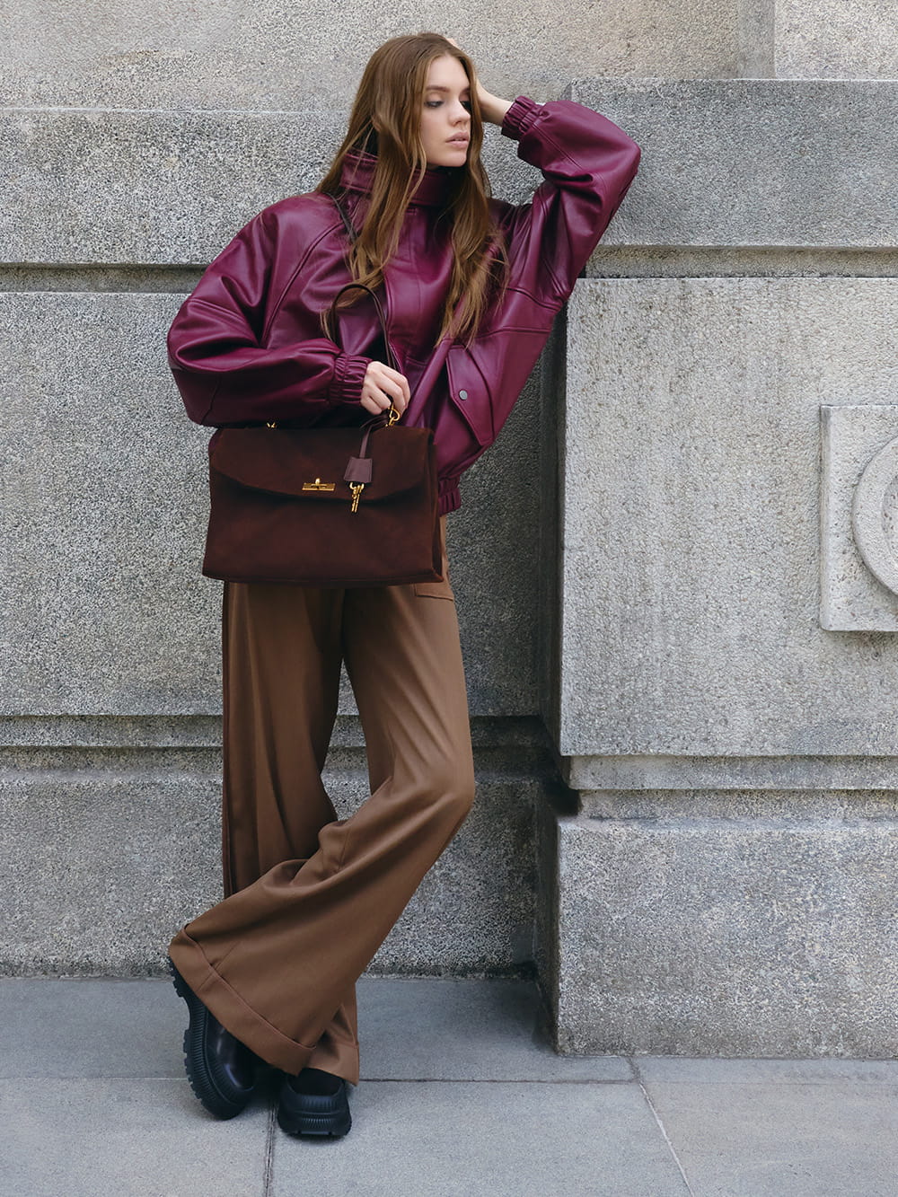 Women’s Kerry recycled suede top handle satchel bag - CHARLES & KEITH