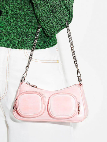 Letitia Chain-Link Shoulder Bag, Light Pink