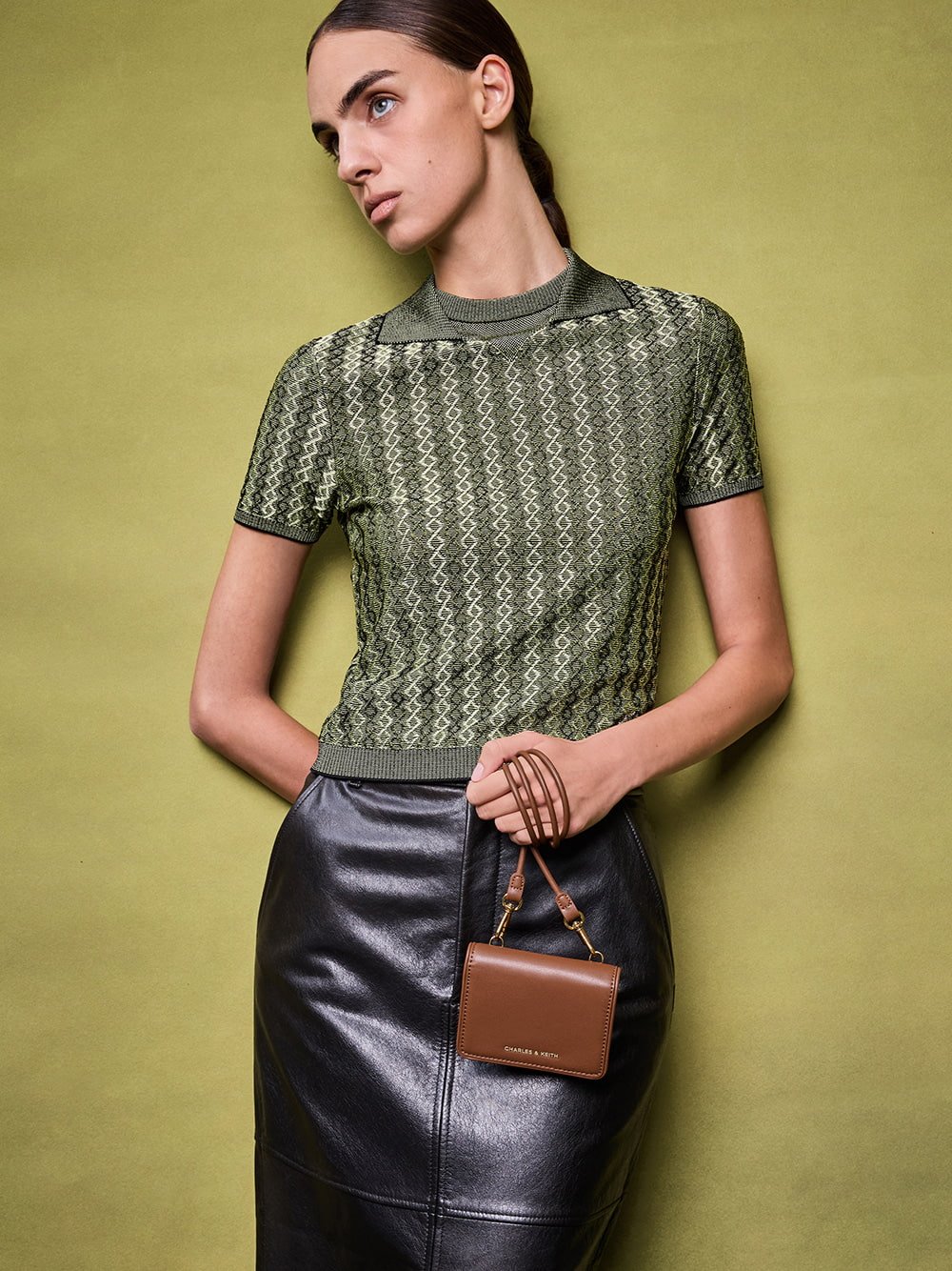 Women’s Lyla knotted-strap wallet in chocolate - CHARLES & KEITH