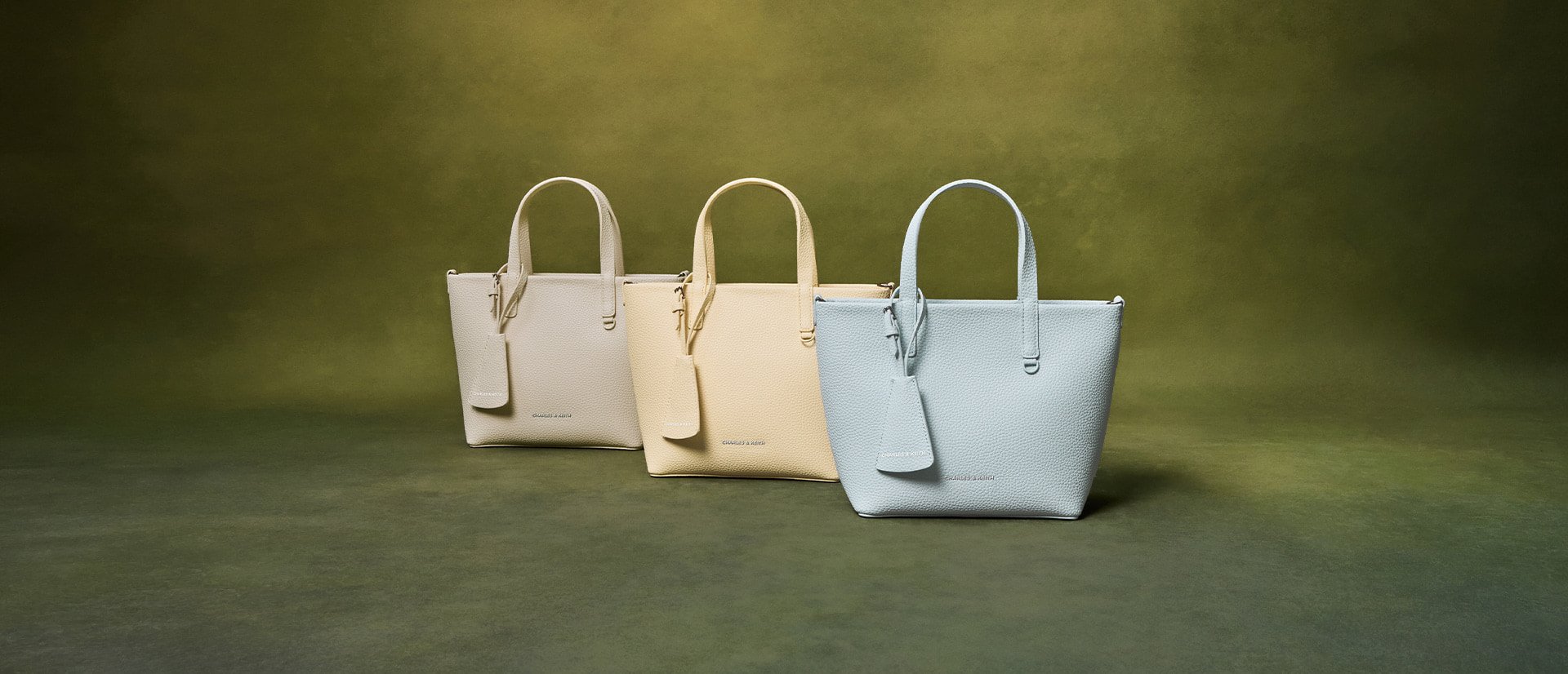 Women’s mini Beryl tote bag in cream, butter yellow and sea salt blue - CHARLES & KEITH
