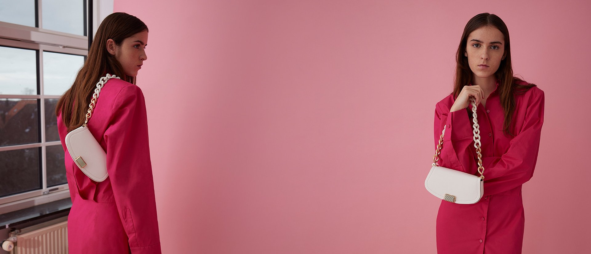 Women’s Sonnet Two-Tone Chain Handle Shoulder Bag in white - CHARLES & KEITH