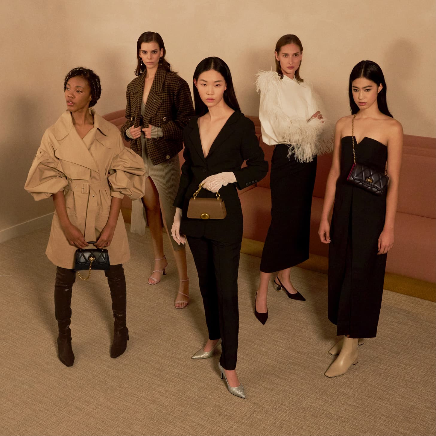 Women’s nude ankle boots, strappy barely there heels, glittered pointed toe heels, pointed toe slingback sculptural heel pumps,brown thigh-high boots, small quilted chain detail top handle bag, small taupe chain strap bag – CHARLES & KEITH