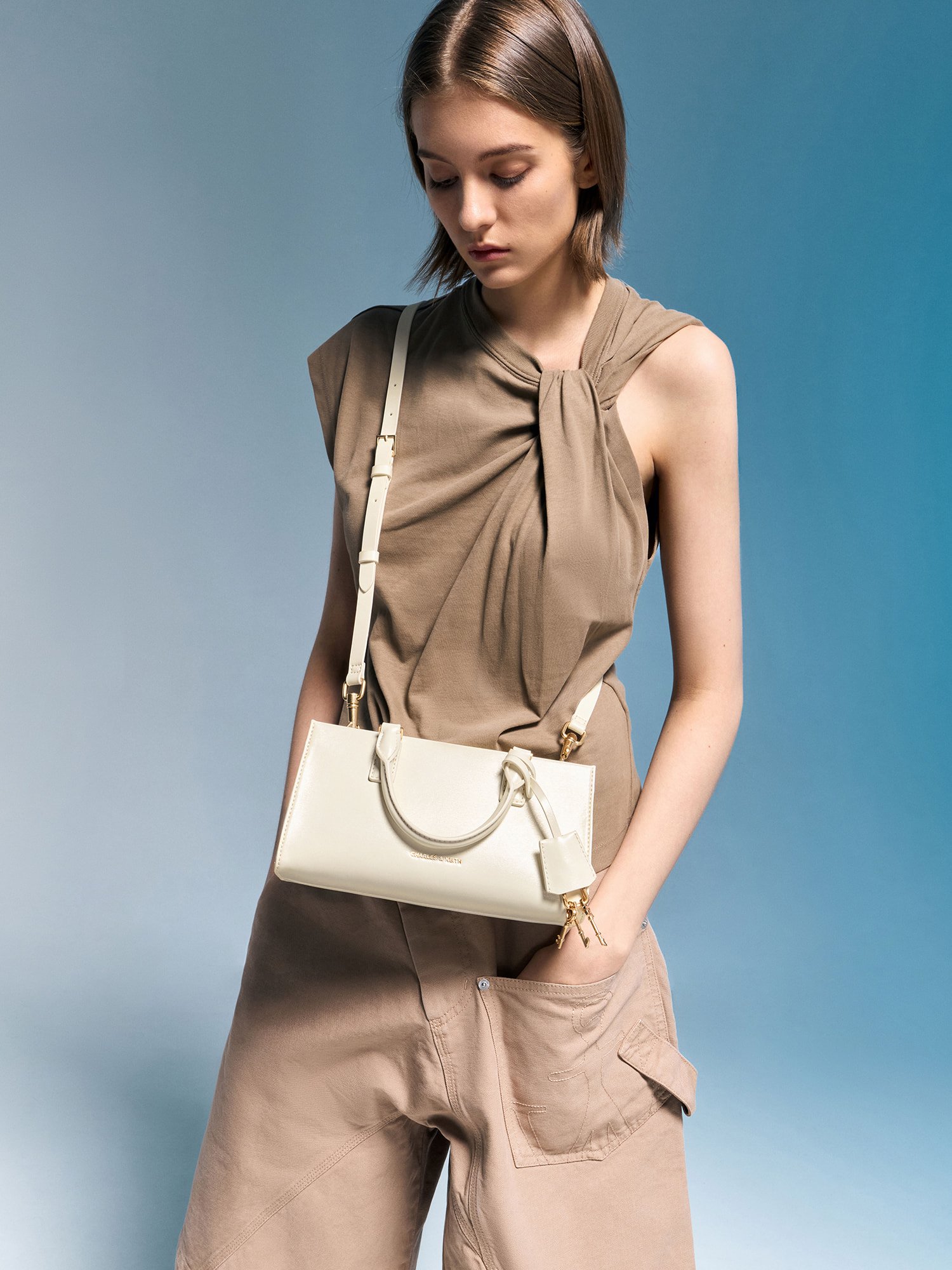 Cream Mini Kerry Tote Bag- CHARLES & KEITH