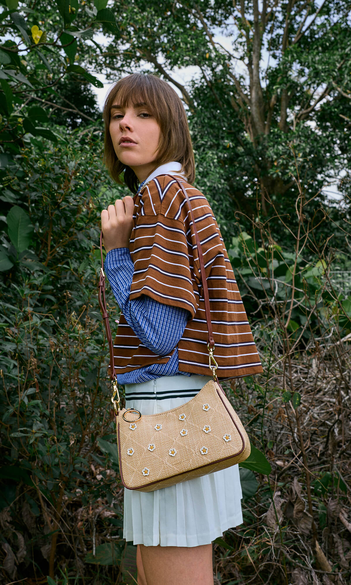 Beige Philomena Raffia Flower Crossbody Bag -  CHARLES & KEITH