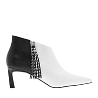 HOUNDSTOOTH PRINTED TASSEL HEELED ANKLE BOOTS