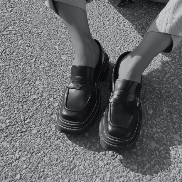 Women’s Perline chunky loafers in black, as seen on Maria Bernad - CHARLES & KEITH