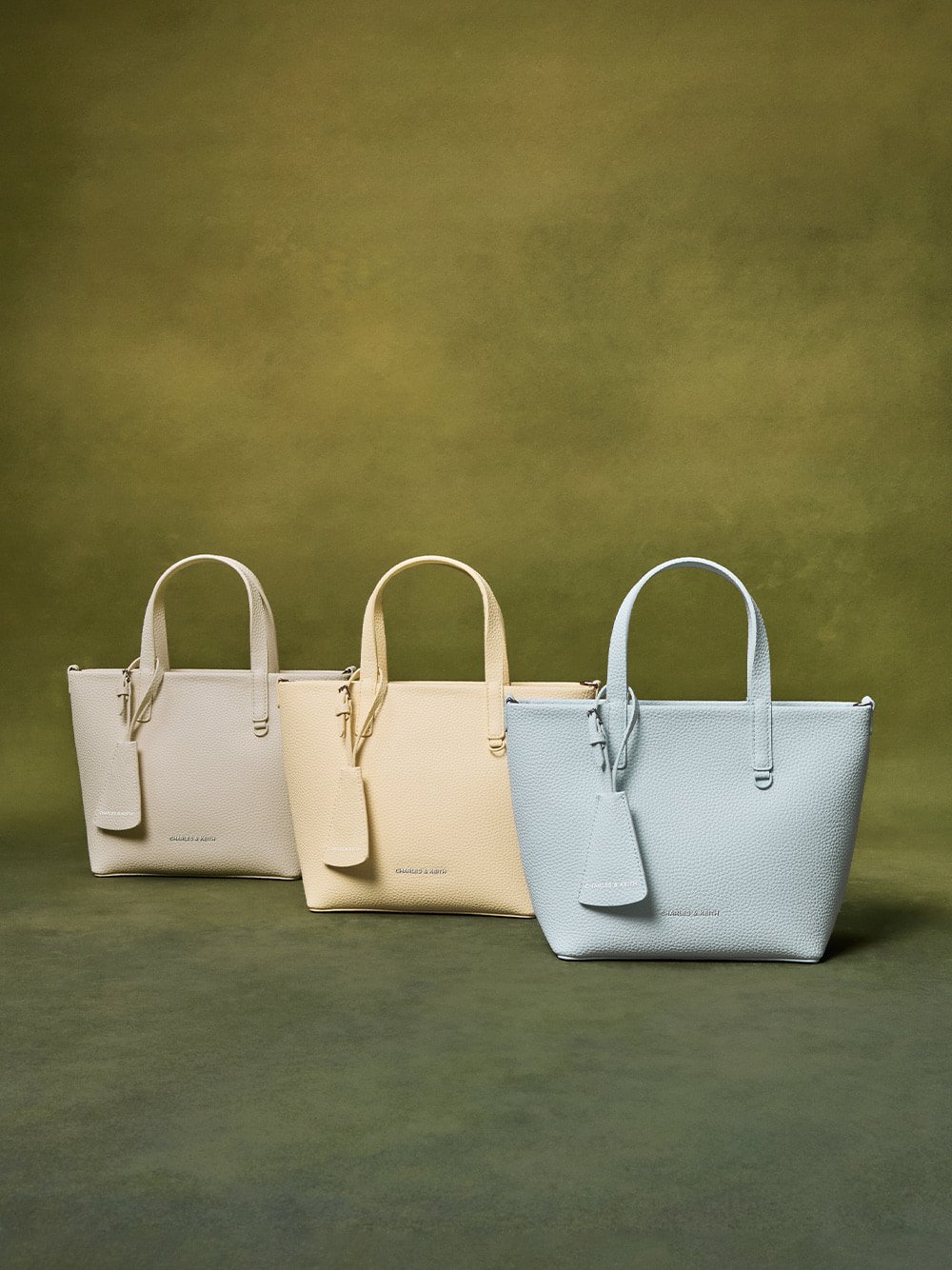 Women’s mini Beryl tote bag in cream, butter yellow and sea salt blue - CHARLES & KEITH