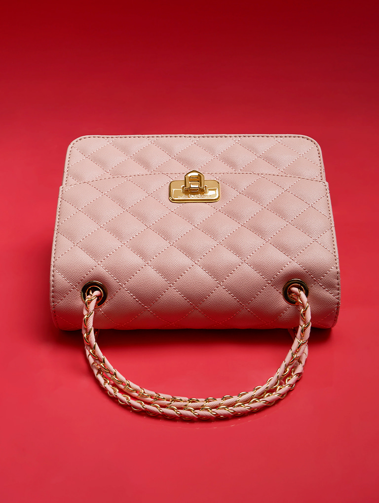 Women’s Cressida quilted chain-strap bag in pink – CHARLES & KEITH