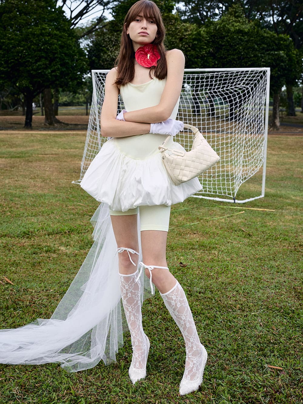 Kyra Embroidered-Mesh Stiletto Pumps in white - CHARLES & KEITH