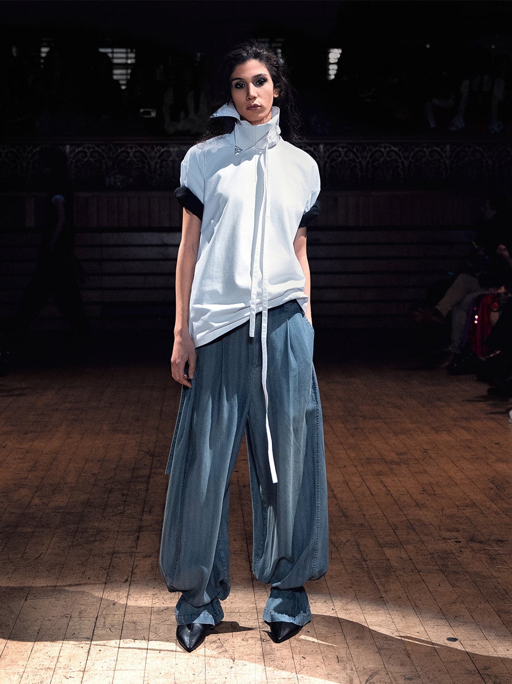 Women’s ruched kitten-heel calf boots in black, as seen on the Yuhan Ao SS27 runway - CHARLES & KEITH