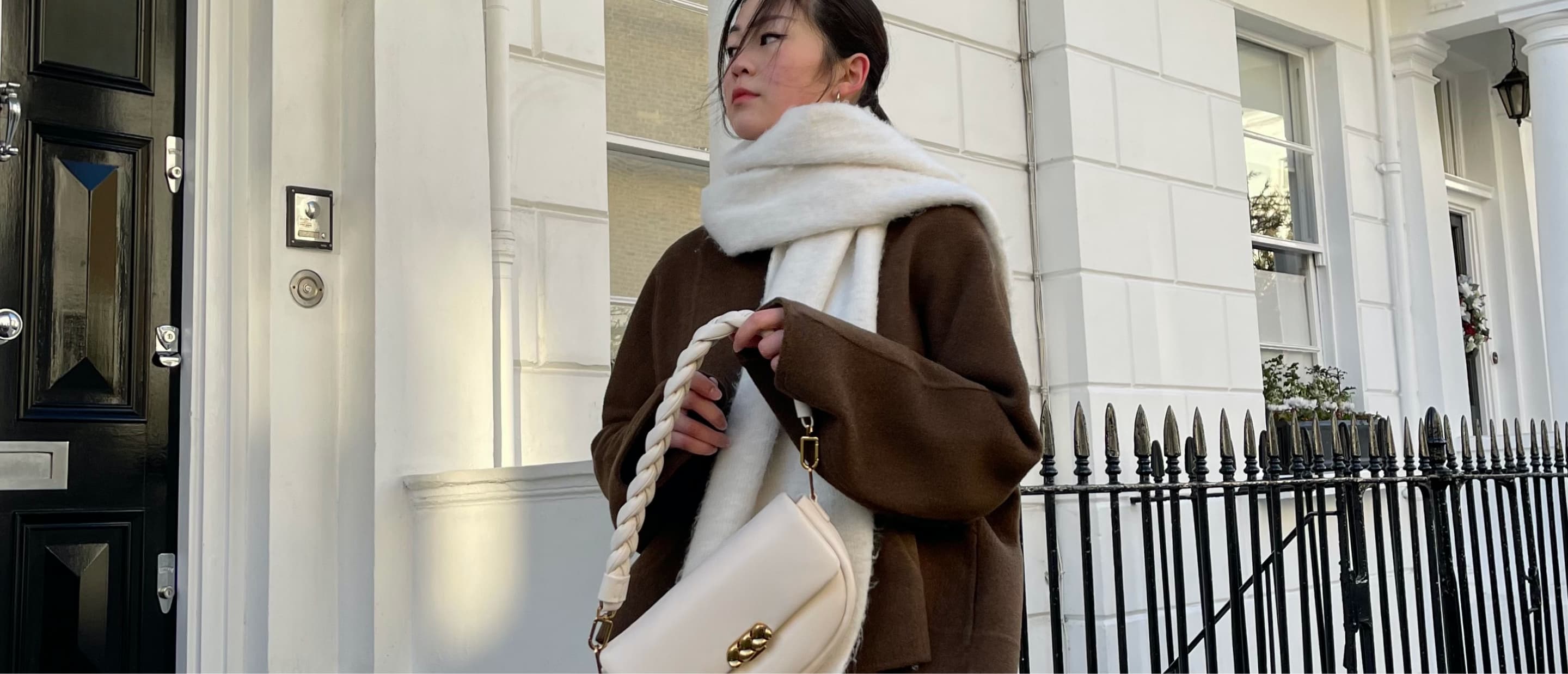 Women’s buckle handle metallic accent shoulder bag in cream - CHARLES & KEITH