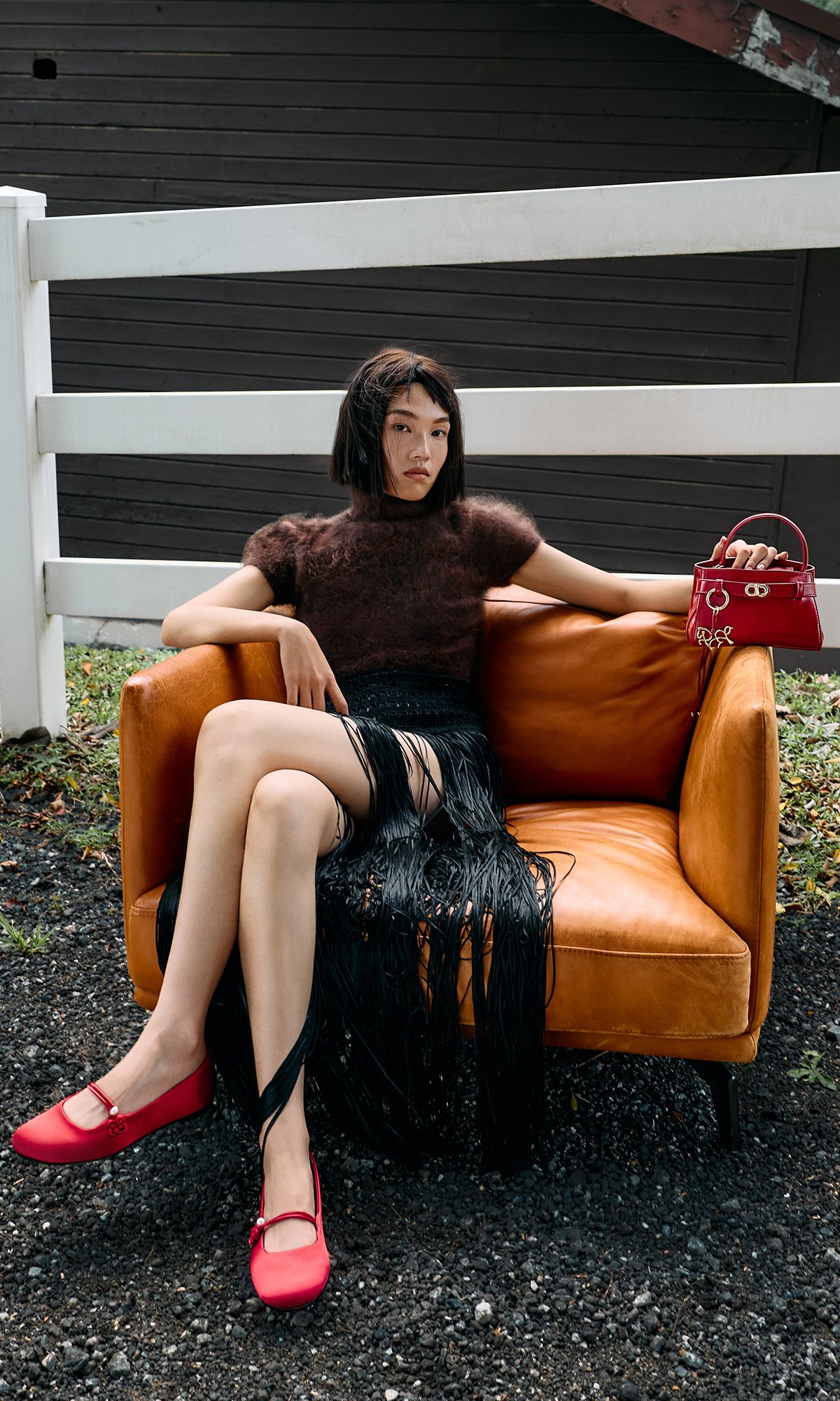 Gingham Blue Hazel Gingham Bow Elongated Shoulder Bag - CHARLES & KEITH