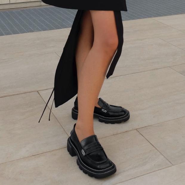 Women’s Perline chunky loafers in dark brown, as seen on Gioia Giustino - CHARLES & KEITH