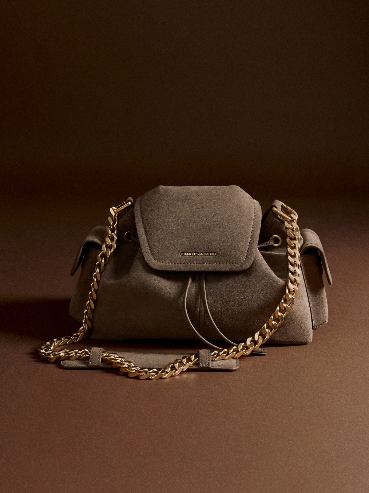 Stone Grey Noane Side-Pocket Bucket Bag - CHARLES & KEITH