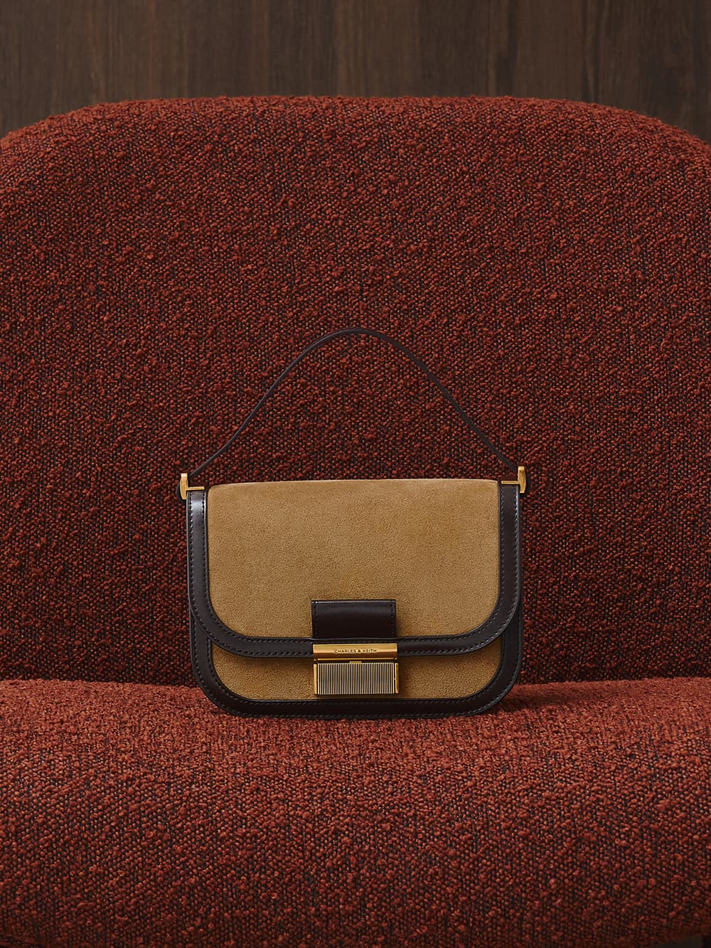 Women’s Charlot recycled suede bag in sahara sand - CHARLES & KEITH