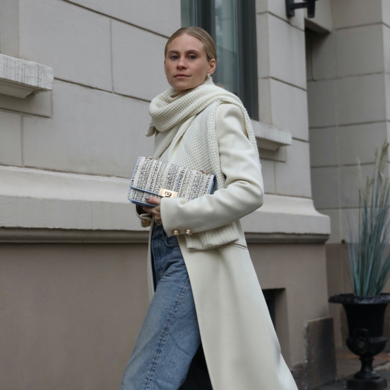 Everette chain-strap tweed shoulder bag and Nola slip-on ankle boots in chalk - CHARLES & KEITH