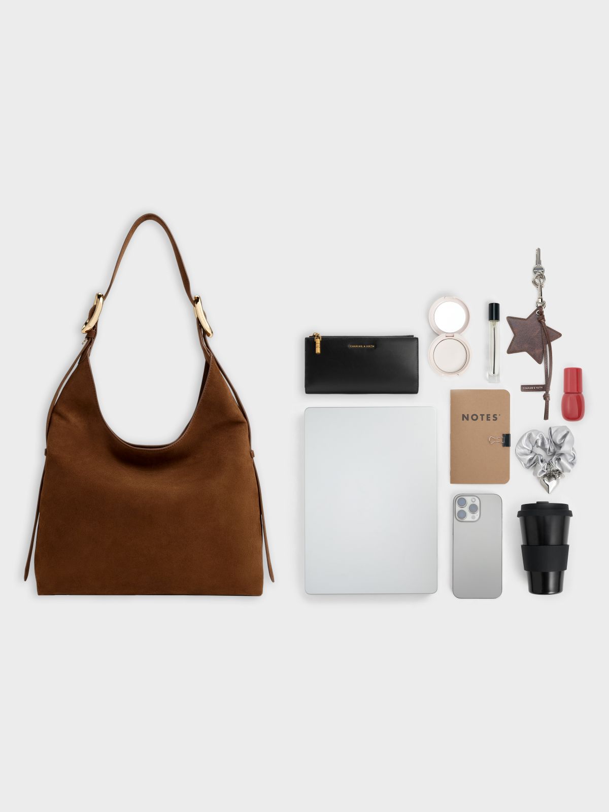 Pecan Brown Aislin Hobo Bag - CHARLES & KEITH