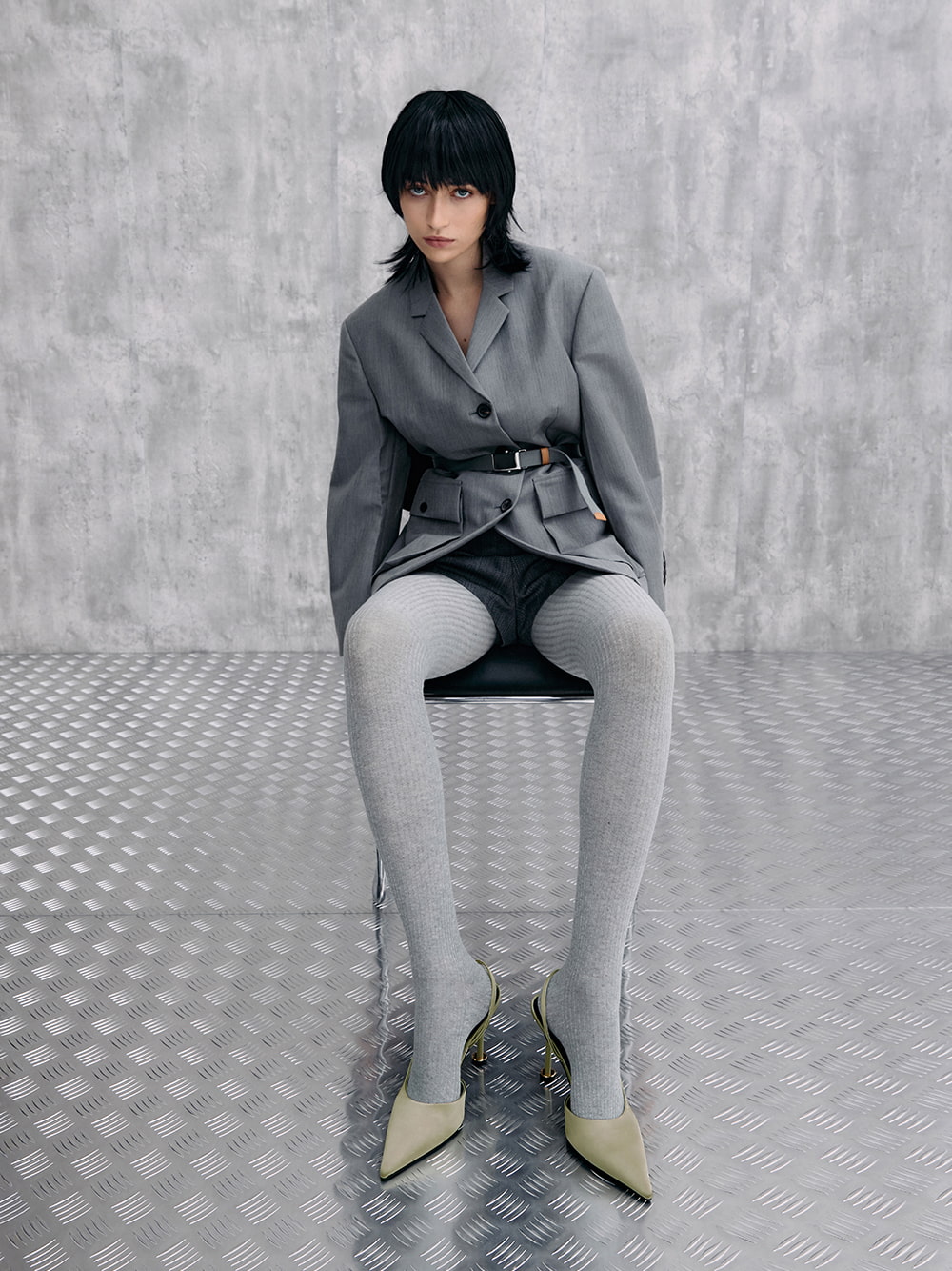 Women’s Recycled Polyester Pointed-Toe Sculptural-Heel Slingback Pumps in green - CHARLES & KEITH