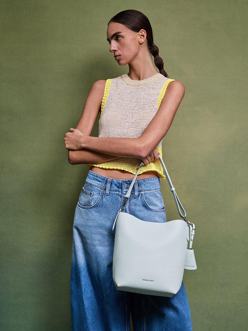 Beryl Bucket Bag in sea salt blue - CHARLES & KEITH