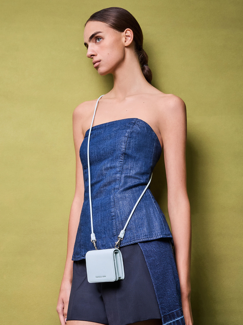 Women’s Lyla knotted-strap wallet in sea salt blue - CHARLES & KEITH