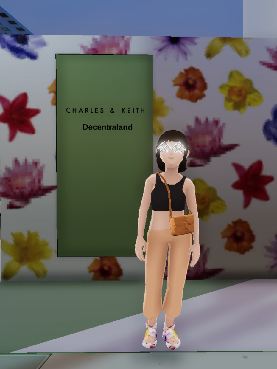 CHARLES & KEITH’s floral print digital pop-up booth at Metaverse Fashion Week 2022, hosted on Decentraland