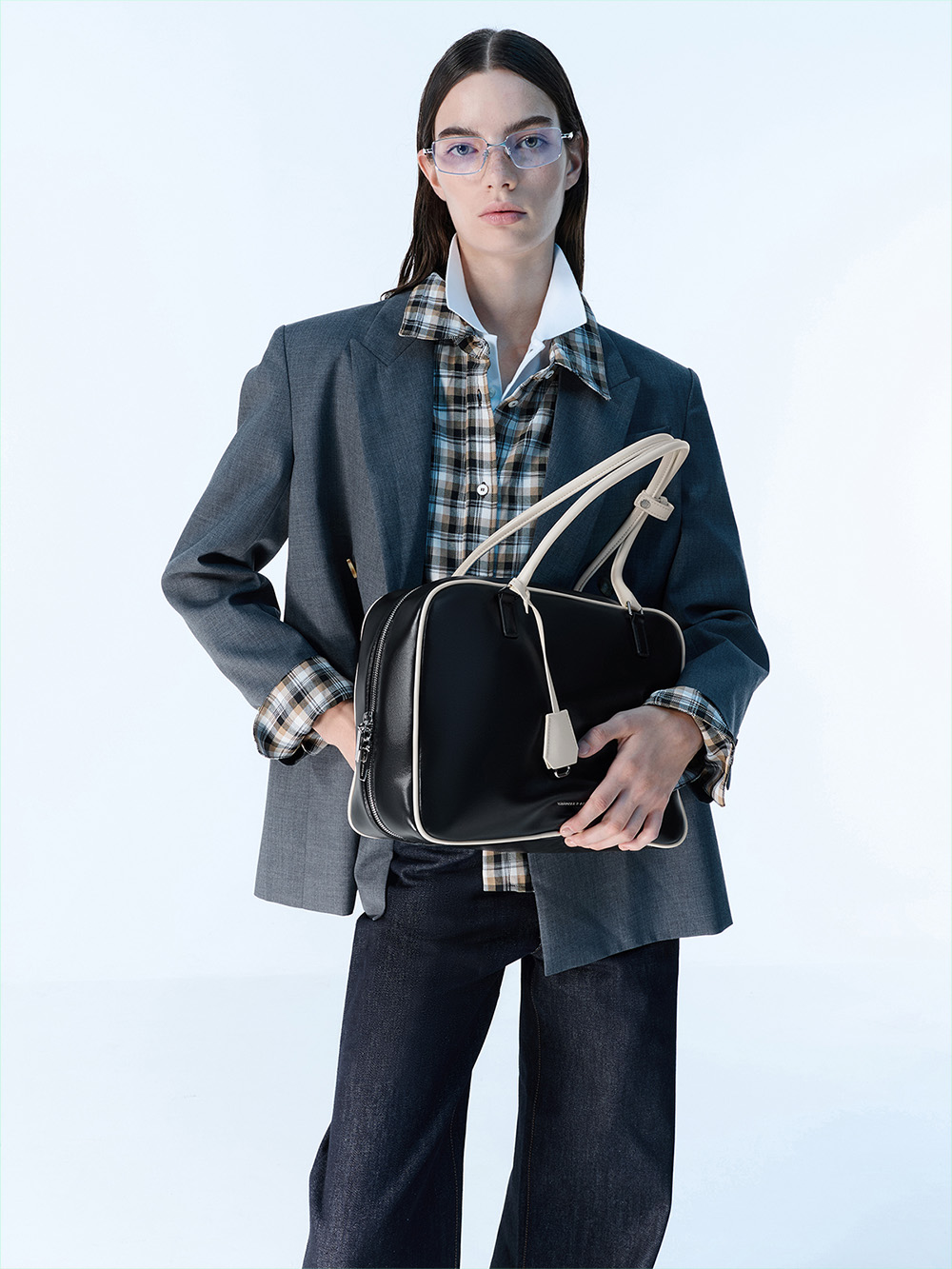 Arlet Recycled Suede Double-Handle Belted Tote Bag -  CHARLES & KEITH