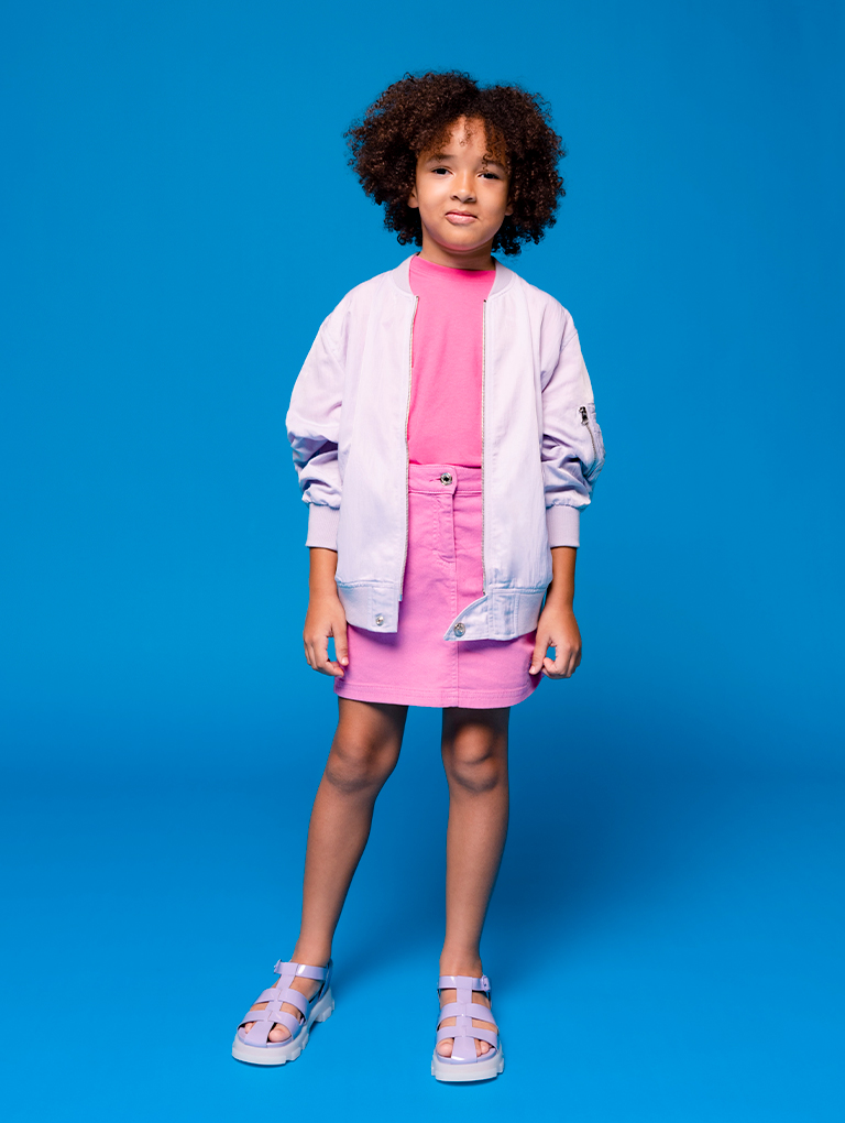 Girls' Patent Caged Sandals in lilac  - CHARLES & KEITH