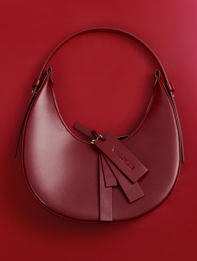 Charles and keith burgundy bag deals