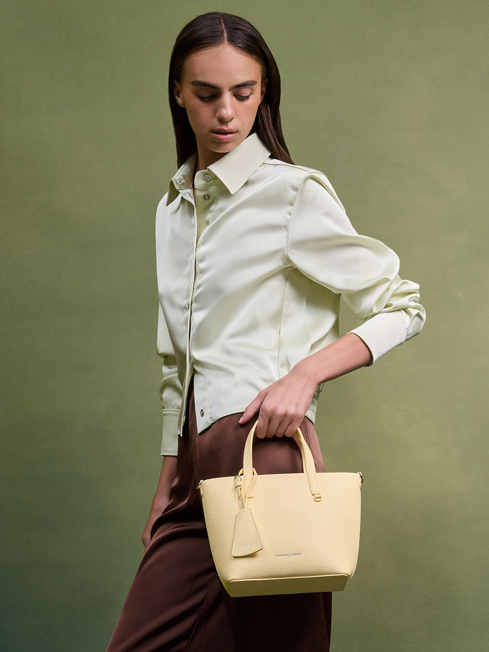 Women's Mini Beryl Tote Bag in butter yellow - CHARLES & KEITH