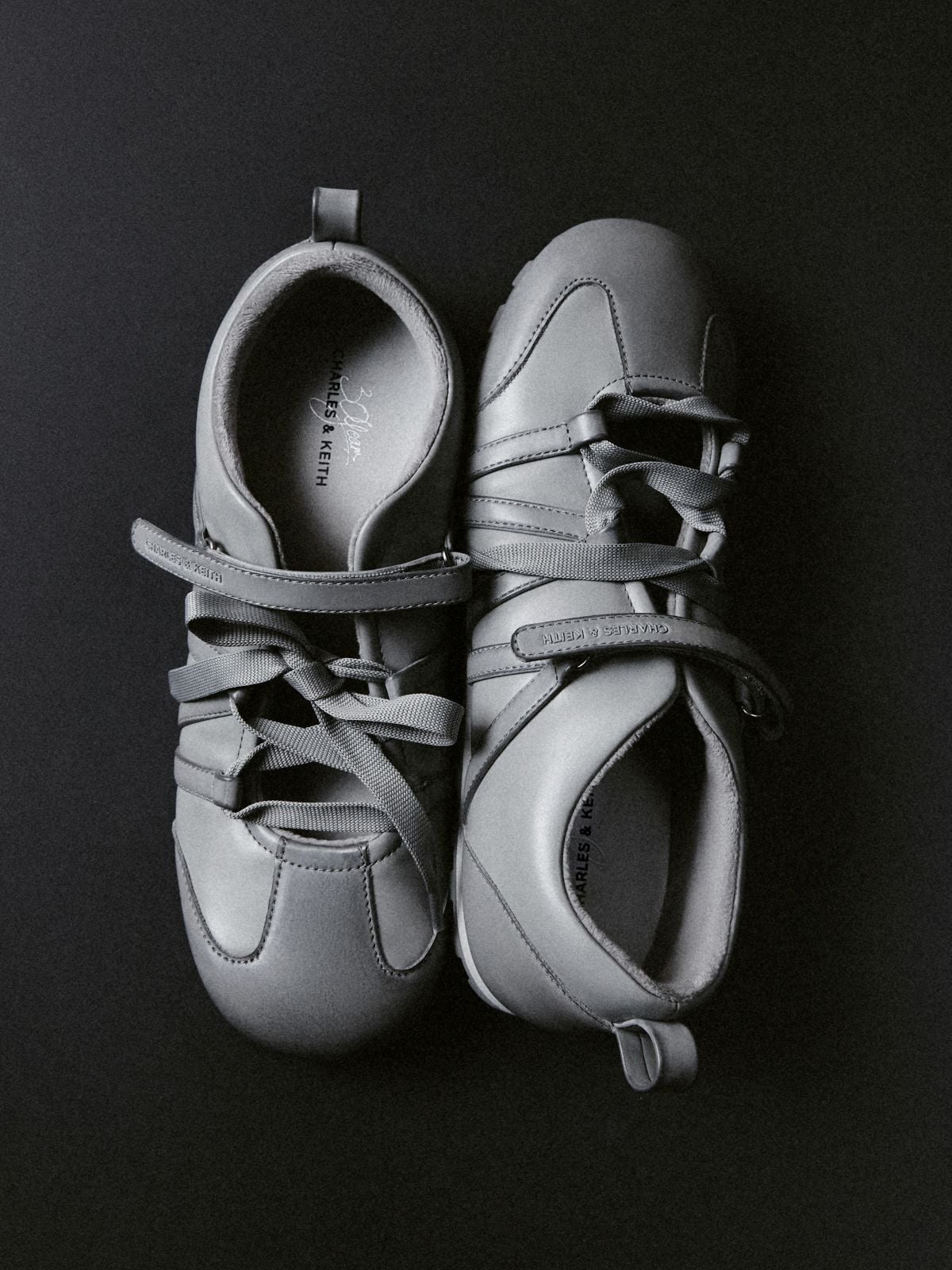 Light Grey Silko Burnished Mary Jane Sneakers - CHARLES & KEITH