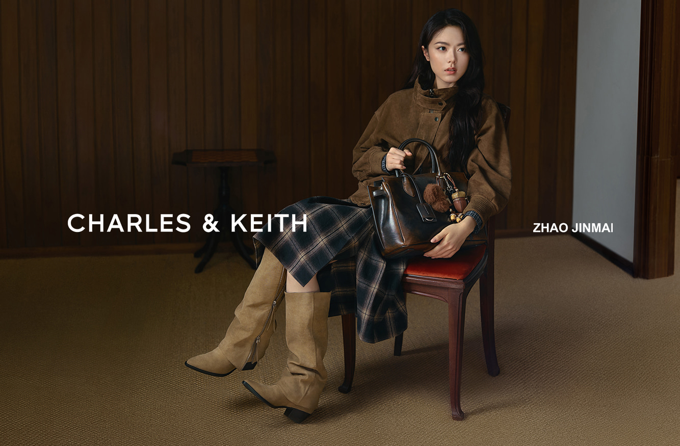 Women’s Aether faux suede knee-high boots and large Ginvera tote bag - CHARLES & KEITH