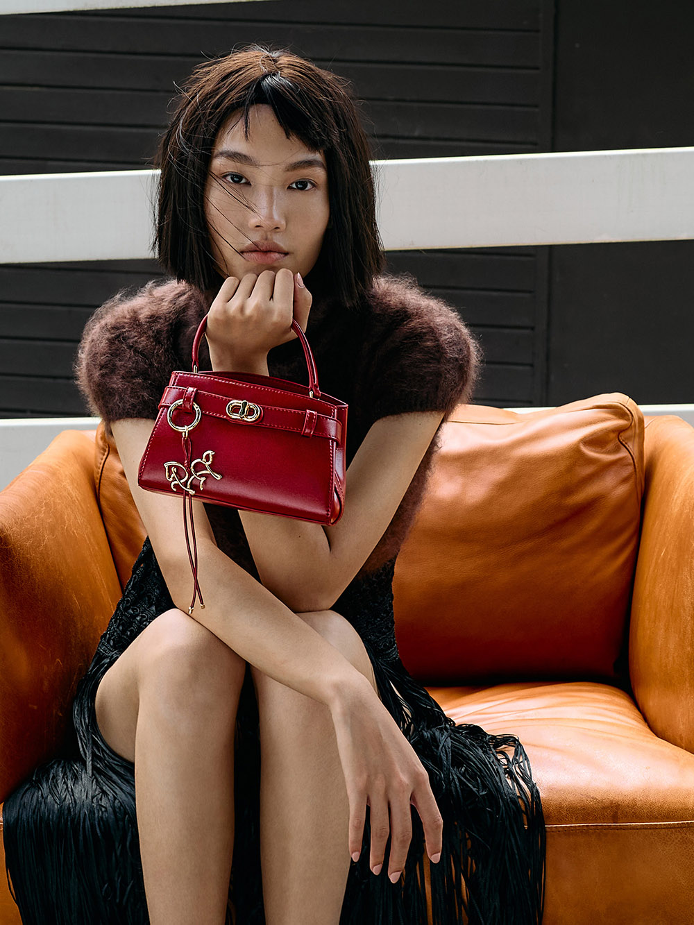 Red Aubrielle Horse-Motif Top Handle Bag - CHARLES & KEITH