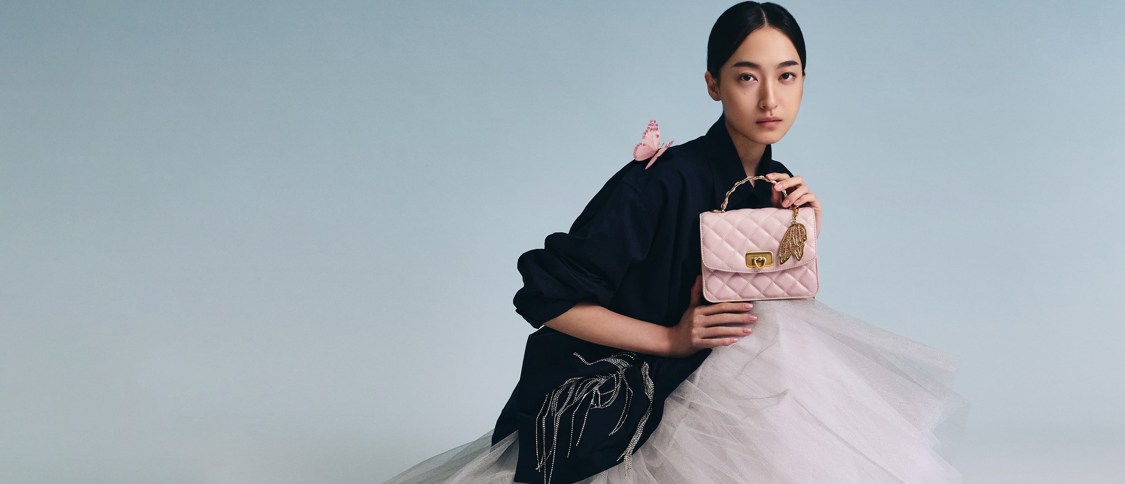 Gift Set: Cressida Quilted Top Handle Bag With Bag Charms - CHARLES & KEITH