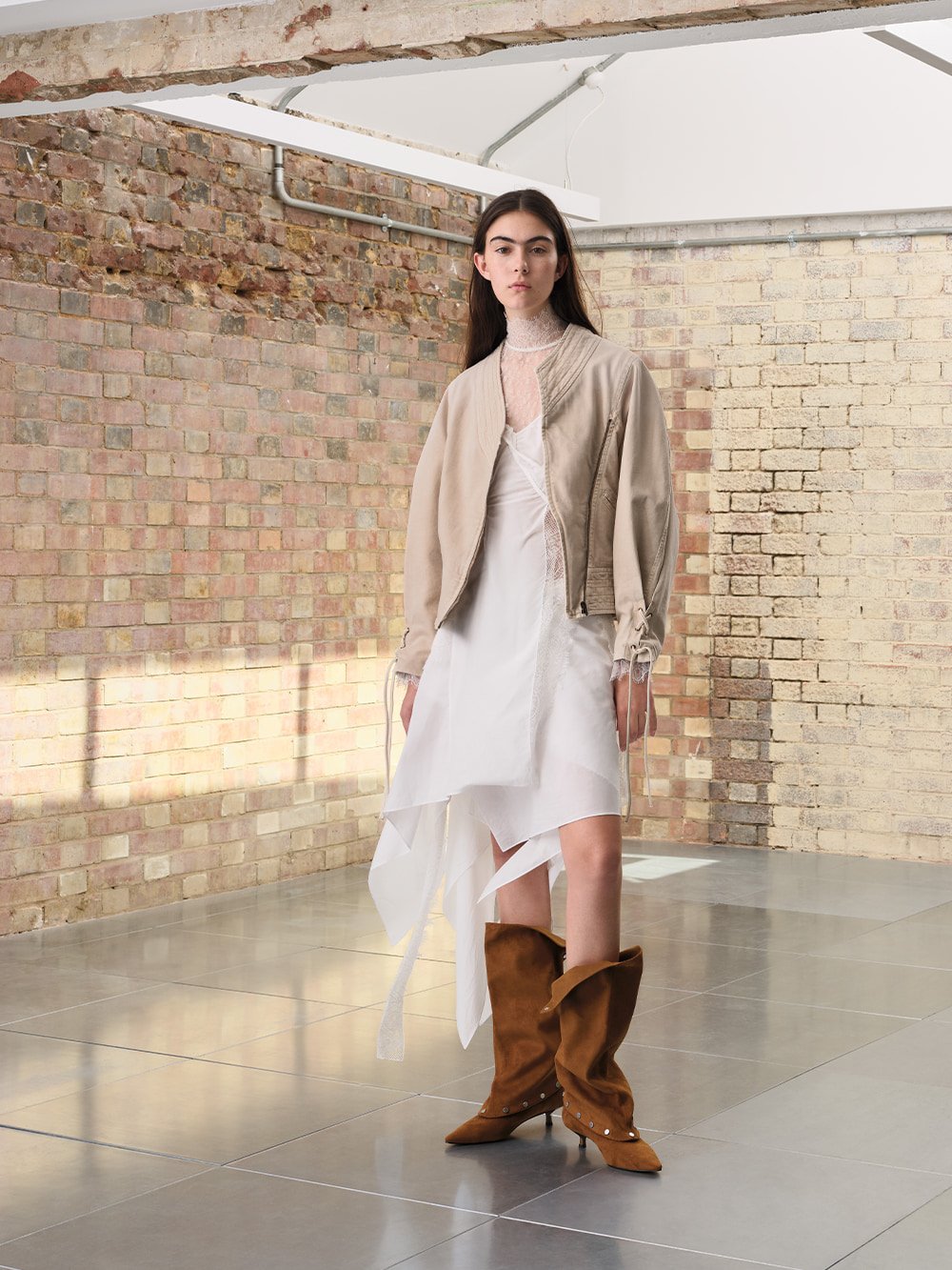 Sienna Brown Sianna Recycled Suede Bowling Bag, Brown Gael Faux Suede Studded Convertible Kitten-Heel Knee-High Boots - CHARLES & KEITH