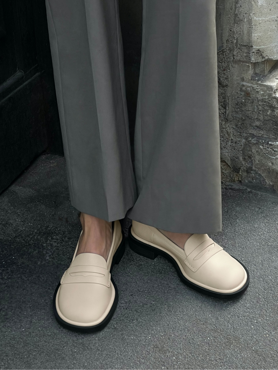 Women’s Rumi leather penny loafers in chalk - CHARLES & KEITH