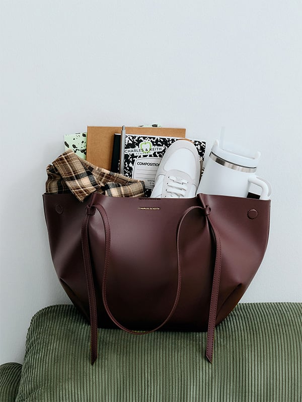 XL Calla Tote Bag - Wineberry Red - CHARLES & KEITH