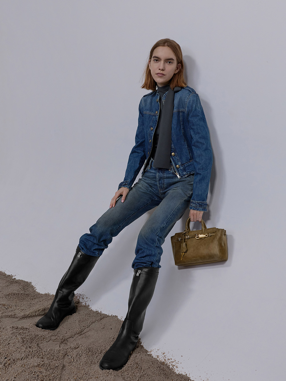 Mini Delfina belted tote bag in walnut brown - CHARLES & KEITH