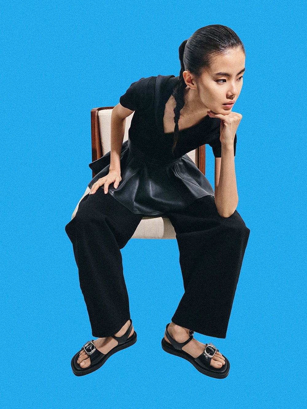 Women's Buckled Slingback Sandals in black - CHARLES & KEITH