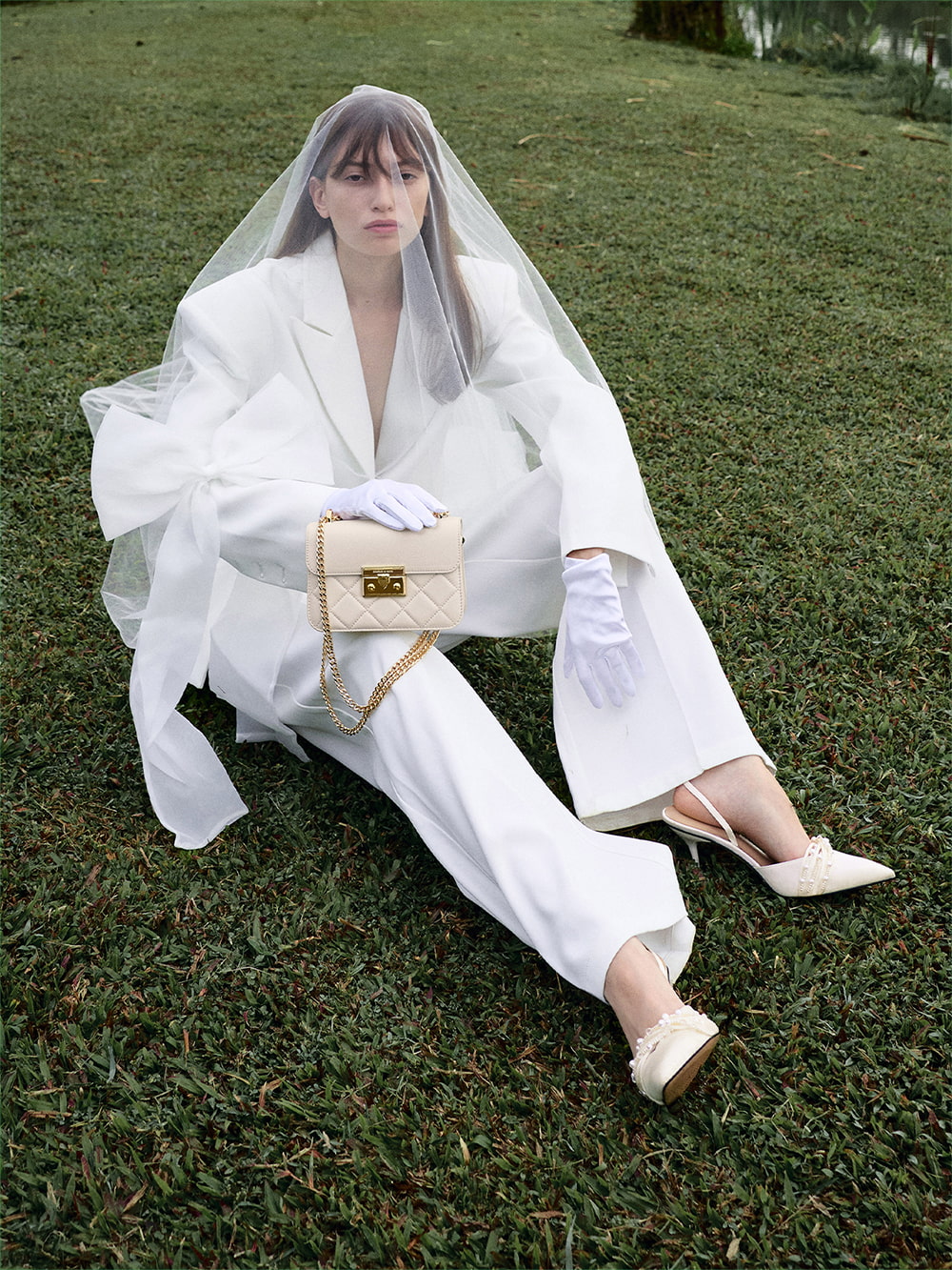 Espresso Brown Roan Canvas Top Handle Bag - CHARLES & KEITH