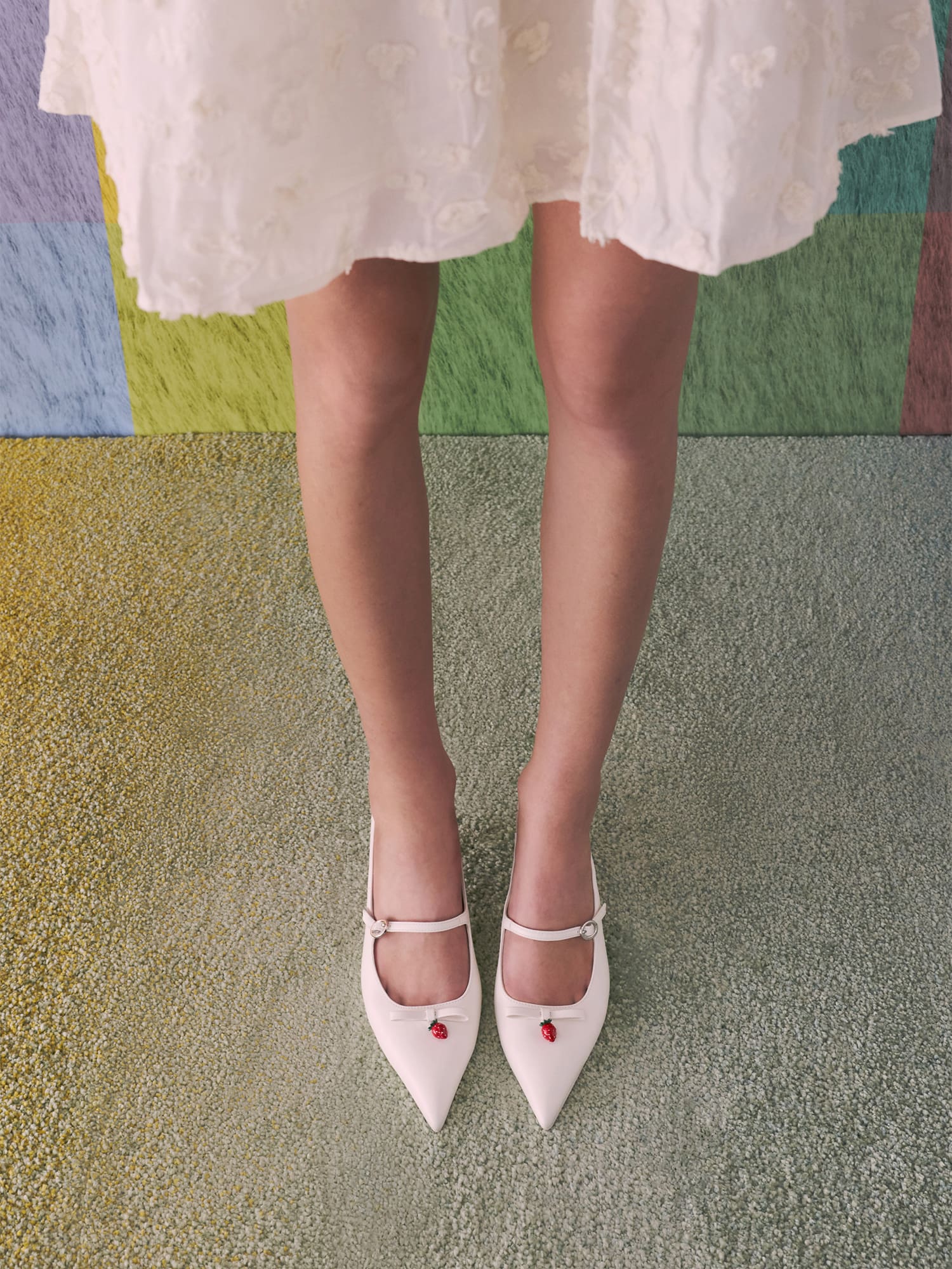 White Sonali Strawberry Bow Slingback Pumps -  CHARLES & KEITH
