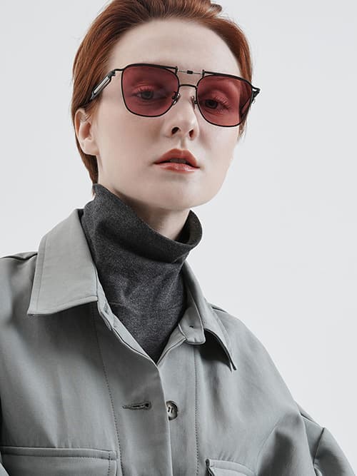 Square Double Bridge Sunglasse, Red