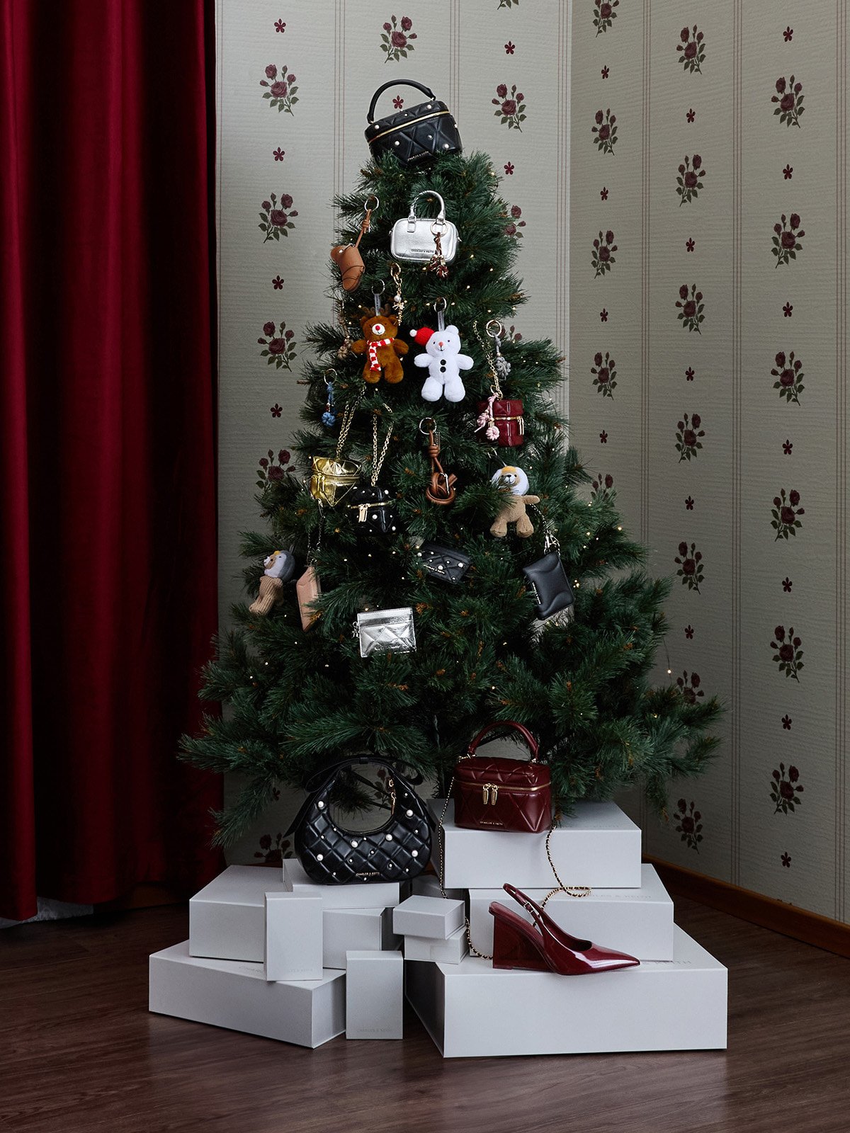 Champagne Janie Metallic Quilted Shoulder Bag - CHARLES & KEITH